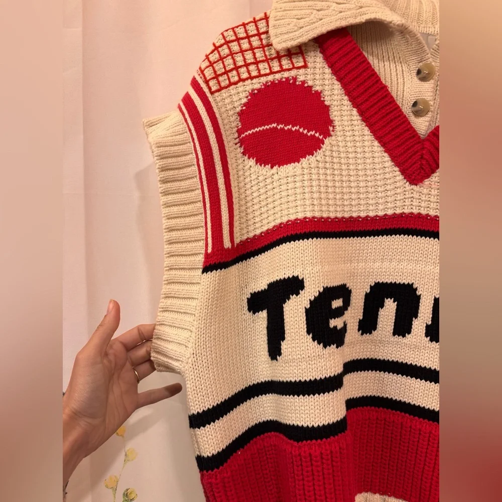 Anthropologie Maeve tennis sweater vest small oversized - Picture 2 of 4